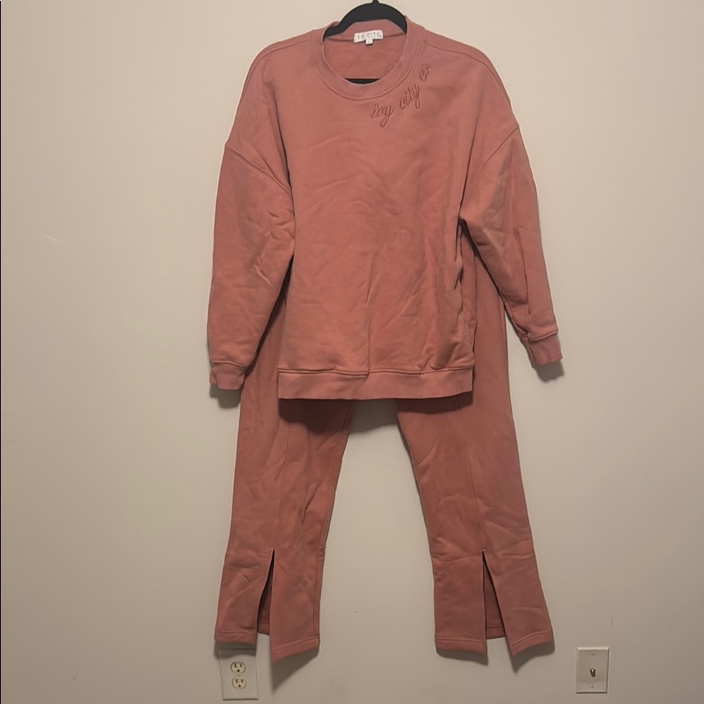 Pink Sweatshirt and Pants Set